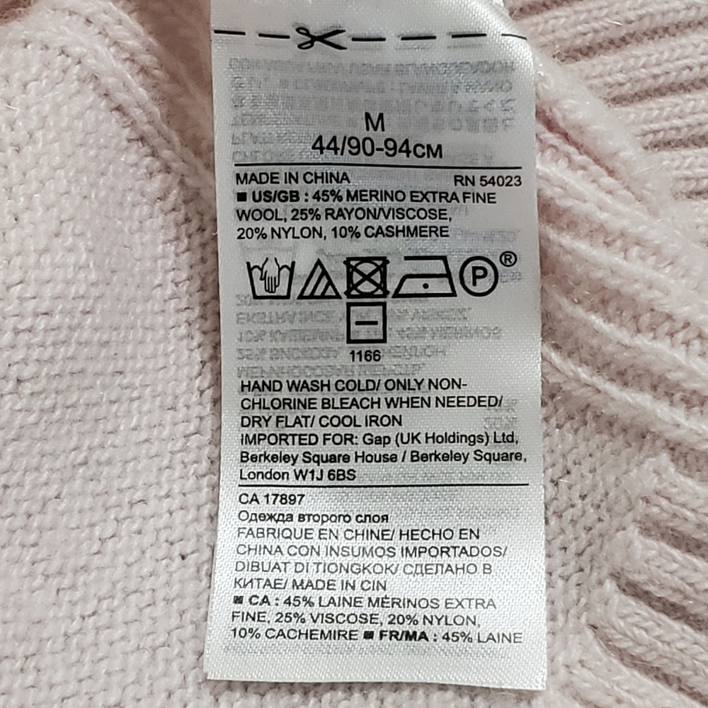 Banana Republic Womens Filpucci Button Back Sweater Medium Pink Wool Cashmere - Picture 8 of 13